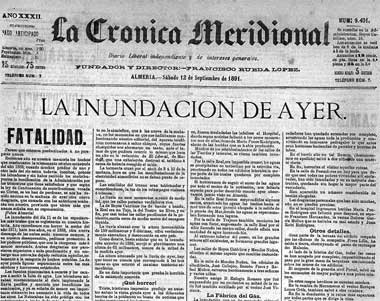 Noticia del 12 de septiembre de 1891 sobre la riada