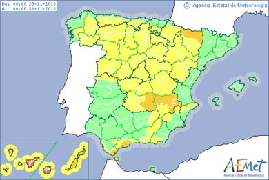 Alertas AEMET España 29-11-10