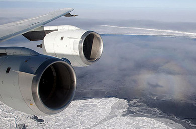 Gloria desde un DC-8 sobre la Antártida