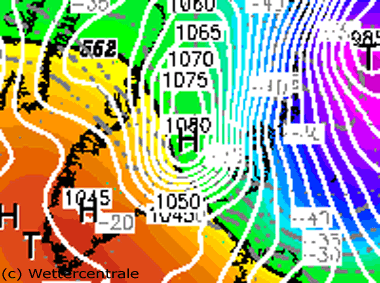 Análisis de superficie para el Atlántico Norte, 06.01.12, 00 UTC. Crédito: wetterzentrale.