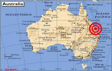 Mapa de Australia y ubicación de Rockhampton