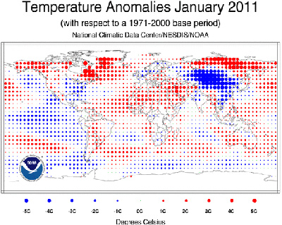 Anomalía térmica en enero de 2011