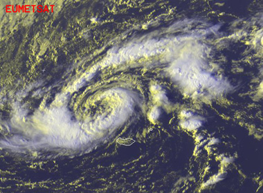 Imagen captada por el satélite Meteosat (Segunda Generación), 10.03.11, 17 UTC.