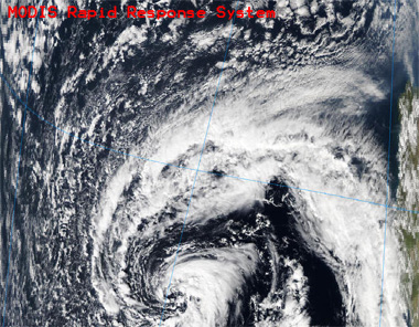 Imagen captada por el satéite AQUA (sensor MODIS), 07.03.11 a las 14:25 UTC.