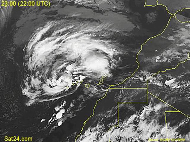 Imagen infrarroja de CANDELARIA, 01.02.10, 22 UTC. Crédito: sat24.com/EUMETSAT