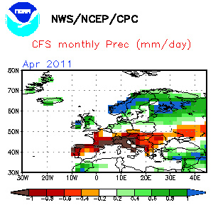Previsión estacional: abril 2011 precipitaciones