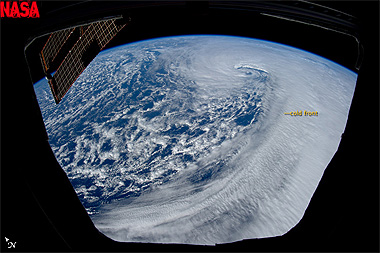 Sistema de baja presión fotografiado desde la Estación Espacial Internacional. Crédito: NASA.