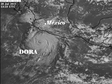Imagen visible de DORA, 20.07.11, 13:15 UTC. Crédito: NASA.