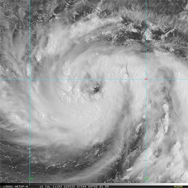Imagen visible de MA-ON, 12.07.11, 23 UTC. Crédito: RAMMB-CIRA