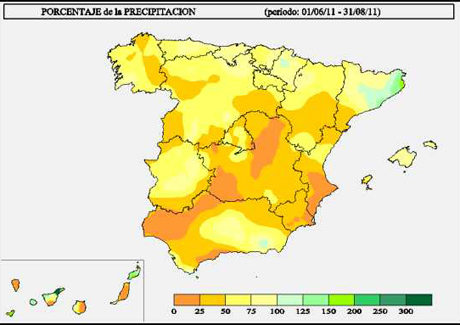 Precipitaciones junio-agosto 2011 España