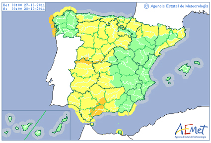 Alertas por mal tiempo en España según AEMET