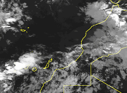 Imagen satelital esta mañana sobre las Canarias