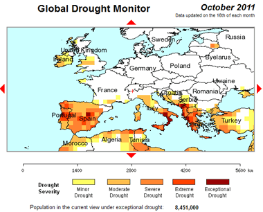 Situación de la sequía en Europa correspondiente a los 12 últimos meses. Crédito: UCL.