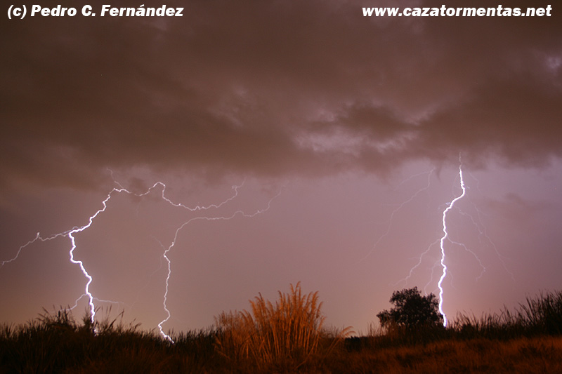 Unos de los numerosos rayos de las tormentas cuando estaban descargando sobre Carchuna y Calahonda