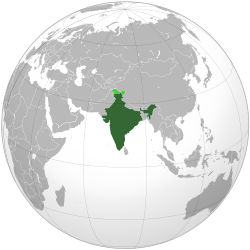 Ubicación en el globo de la India