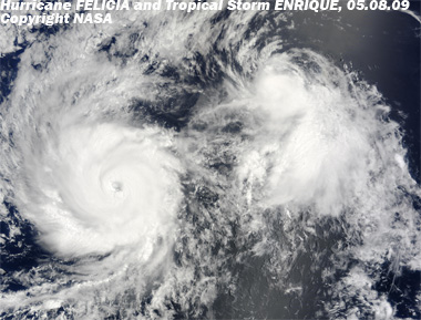 Huracán FELICIA y tormenta tropical ENRIQUE, 05.08.09.