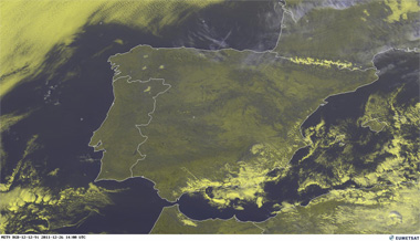 Imagen visible de la Península Ibérica, 26.12.11, 14 UTC.