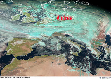 Imagen visible del 05.01.12, 12 UTC, borrasca extratropical ANDREA.