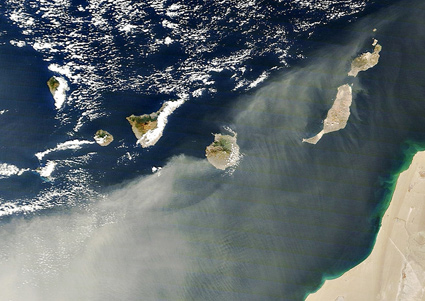 Nubes de polvo procedentes de África sobre las Canarias
