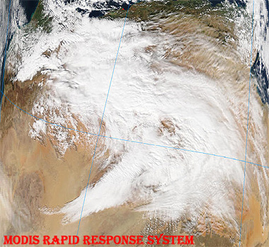 Imagen visible centrada en el norte de África, satélite AQUA (sensor MODIS), 17.01.12, 13:05 UTC.
