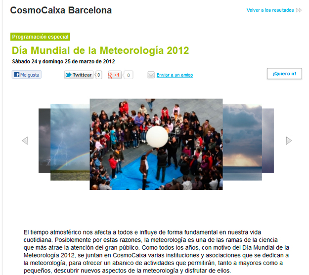 CosmoCaixa Barcelona Día Mundial Meteorología 2012