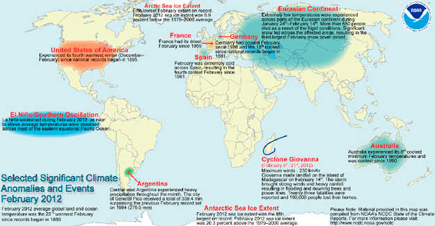 Informe climático de la Tierra. Febrero de 2012