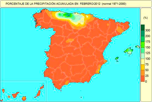 Febrero de 2012: muy seco en España