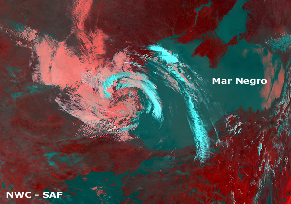 Imagen infrarroja y falso color RGB, satélite Metop-A, 26.04.12, 11:46 UTC.