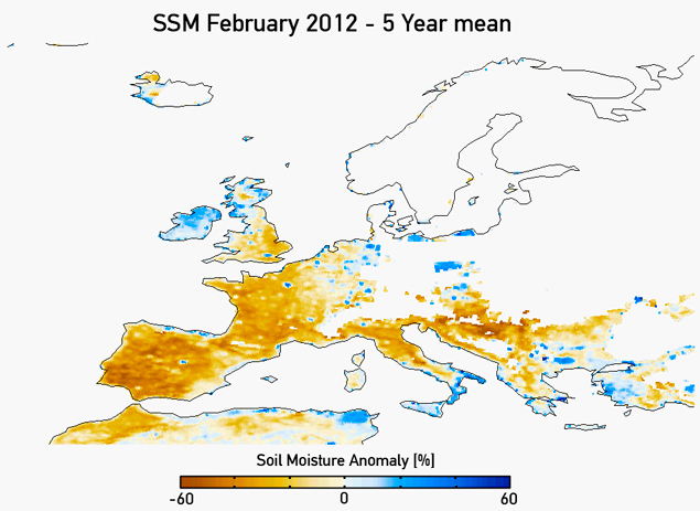 anomalía de humedad del suelo para febrero
