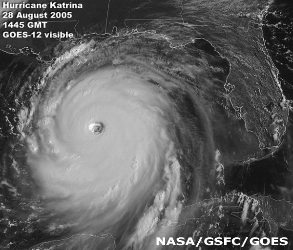 Huracán KATRINA, 28 de agosto de 2005, 14:45 GMT. Crédito: NASA/GSFC/GOES.