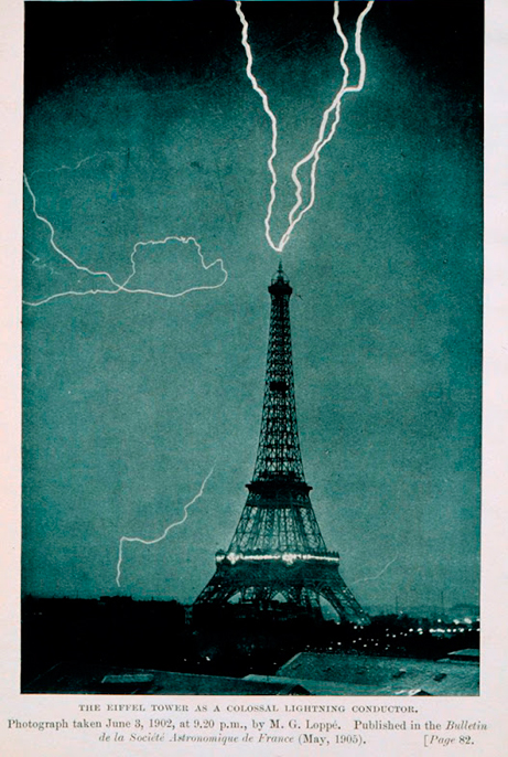 Rayo en la Torre Eiffel en 1902