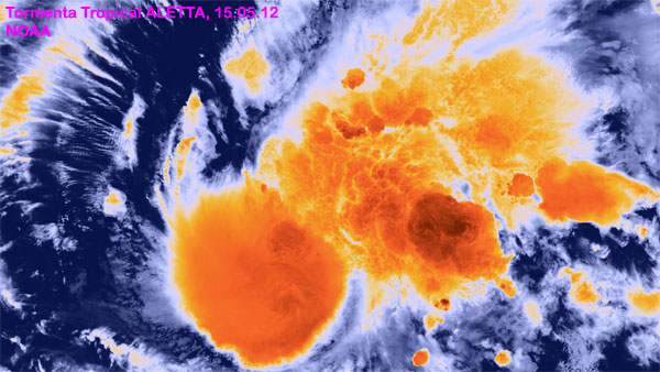 Tormenta Tropical ALETTA en el Pacífico Noreste. Satélite Suomi-NPP, 15.05.12. Crédito: NOAA.