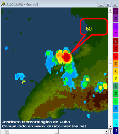 Imagen de radar nº2, 14:15 horas locales.
