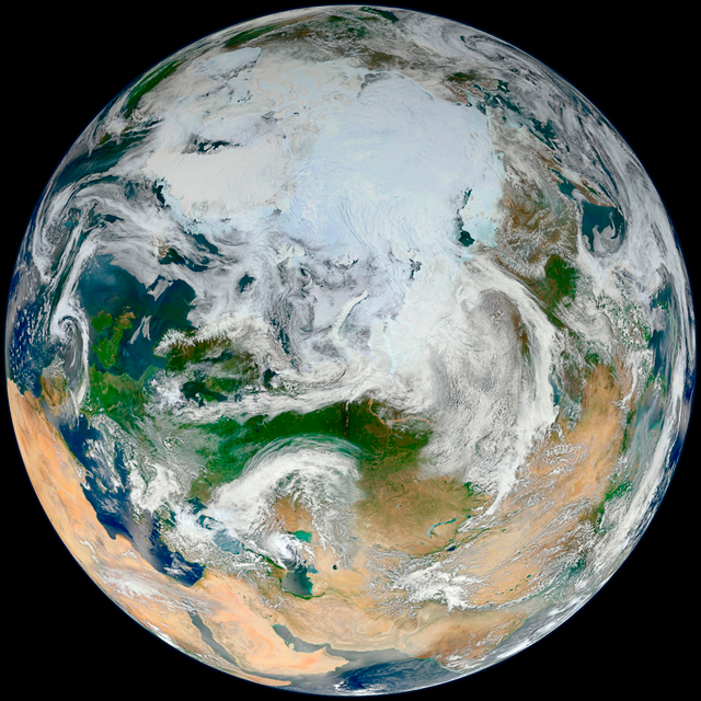 El satélite Verner Suomi capta la Tierra desde la vertical del Polo Norte