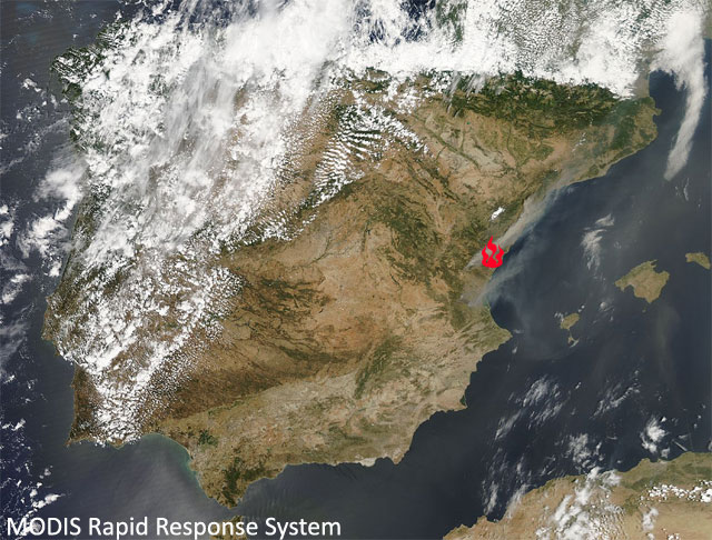 Imagen visible de alta resolución de la Península Ibérica. Satélite AQUA (sensor MODIS). 30.06.12.