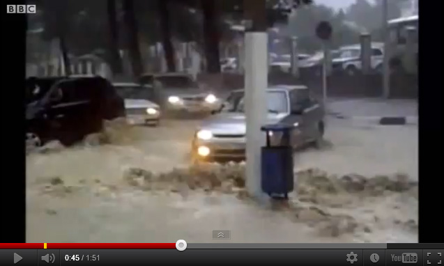 Captura de vídeo con las inundaciones en la región de Krasnodar