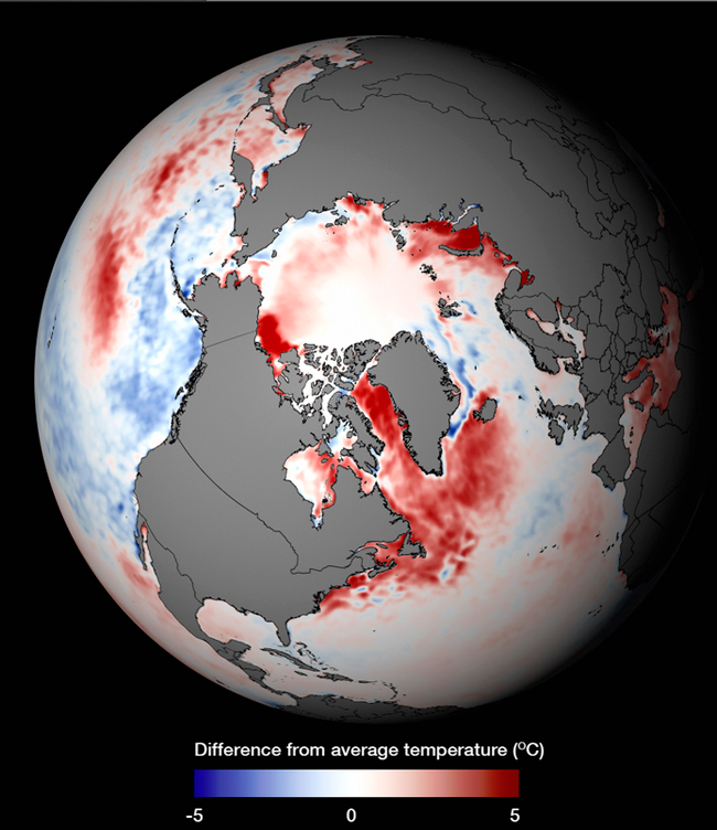 Julio-2012. El hielo marino del Océano Ártico se muestra un 21,4% por debajo del promedio