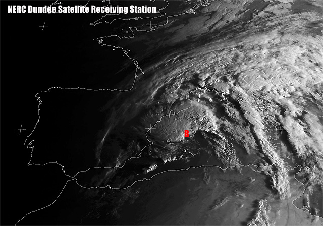 Imagen infrarroja de la depresión mediterránea, 25.04.13, 12 UTC.