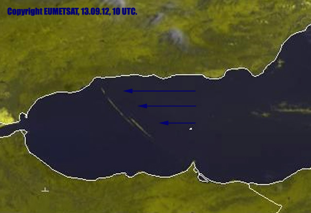 Imagen en modo visible y falso color RGB, 13.09.12, 10 UTC.
