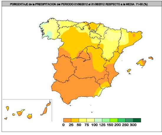 Verano de 2012 en España: extremadamente seco y cálido