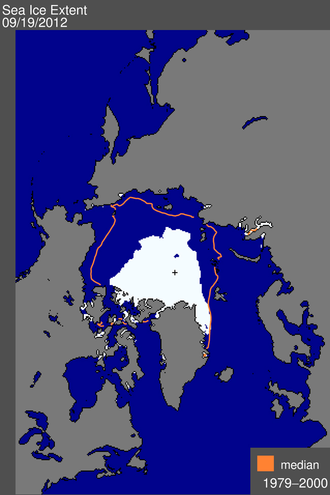 La superficie de Banquisa Ártica marca un mínimo histórico el 16 de septiembre de 2012