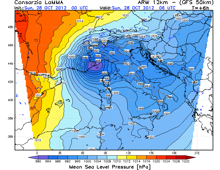 Imagen infrarroja del ciclón mediterráneo, 23.01.13, 12:15 UTC.