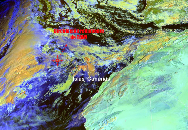 Imagen en modo visible y falso color RGB, 27.10.12, 08 UTC. Crédito: EUMETSAT.