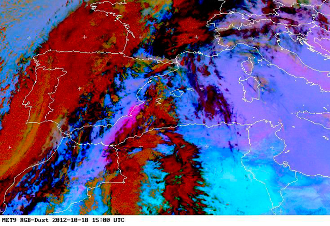 Importante advección de polvo sahariano en el Mediterráneo español (18-10-12)