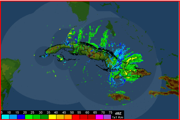 Mosaico de la red de radares de Cuba. Crédito: INSMET.