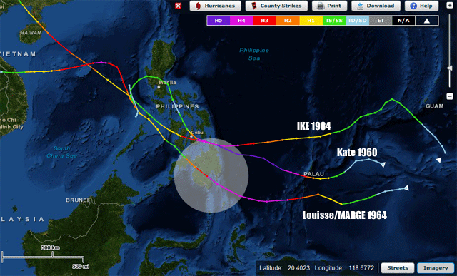 Tifones de categoría 4 y 5 que han afectado a Mindanao dese que se tienen registros.
