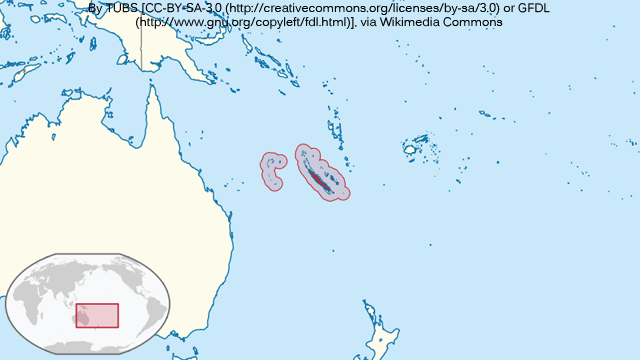 Localización geográfica del archipiélago de Nueva Caledonia.