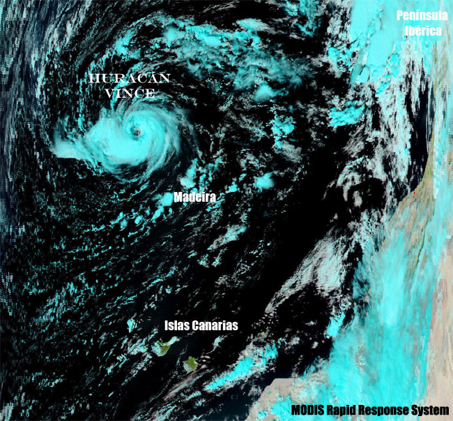Huracán VINCE, 9 de octubre de 2005, 14:10 UTC.