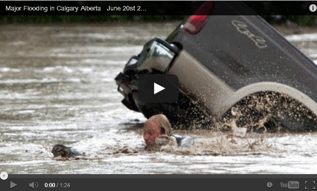 Captura de vídeo de las inundaciones en Calgary, Alberta.