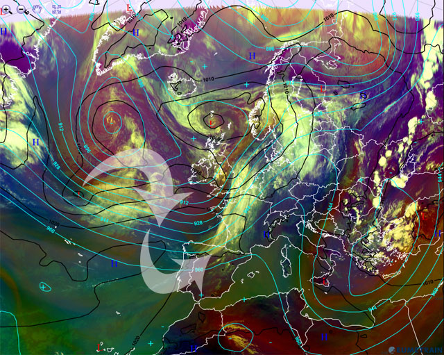 Análisis atmosférico del entorno sinóptico, 13.06.13, 12 UTC. Crédito: eumetrain.